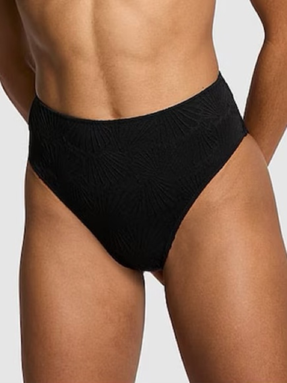 Pure Black High Waisted Swim Bikini Bottom